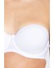 Women's Under-Wired Padded Super Combed Cotton Elastane Stretch Full Coverage Multiway Styling Strapless Bra with Ultra-Grip Support Band - White