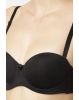 Women's Under-Wired Padded Super Combed Cotton Elastane Stretch Full Coverage Multiway Styling Strapless Bra with Ultra-Grip Support Band - Black