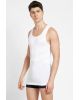 Men's TENCEL Micro Modal Cotton Rib Sleeveless Vest with Extended Length for Easy Tuck - White