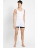 Men's TENCEL Micro Modal Cotton Rib Sleeveless Vest with Extended Length for Easy Tuck - White