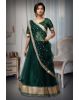 Bottle Green Nylon Lehenga With Heavy Worked Blouse And Well Detailed Dupatta