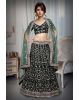 Bottle Green Colour Velvet Lehenga With Same Colour Blouse And Dupatta