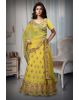 Yellow Georgette Mirror Work And Threadword Embellished Lehenga