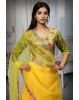 Yellow  Georgette Flare Lehenga With Floral Embellished Blouse And Dupatta