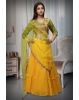 Yellow  Georgette Flare Lehenga With Floral Embellished Blouse And Dupatta