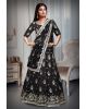 Black Colour French Silk Lehenga With Heavy Golden Zari Work Detailing