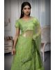 Lime Green Viking Silk Artificial Mirror Work Lehenga With Same Colour Blouse And Dupatta