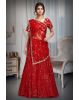 Chilli Red Minimal Lehenga With Sequin Work Along With Heavy Worked Blouse And Dupatta