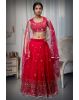 Rani pink Net Lehenga With Minimal Mirror Work Detailing With Sleeveless Blouse And Same Colour Dupatta