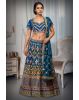 Cobalt Blue Heavy Worked Lehenga With Contrast Colour Threadwork Details And Same colour Dupatta