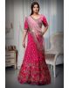 Rani pink Crepe Lehenga With Golden Threadwork Detailing With  Blouse And Baby Pink Colour Dupatta