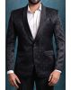 Black Silky Jacquard Fine Blazer