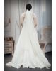 White Lace Worked Christian Bridal Gown With High Neck And Cut Lace Work On Shoulders