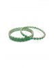 Gold-Tone Emerald Stone Slim Bangle