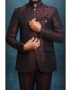 Brown and Black Exquisite Minimalist Jaquard Printed Classic Jodhpuri