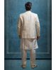 White Textured Grooms Sherwani With Elegant Threadwork Details