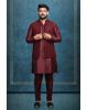 Brownish Maroon Chikankari Kutha Pyjama with Detailed Sleeveless Jacket