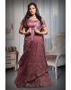 Heavy Threadwork Dark  Mauve Lehenga With Shimmery Work Minimal Blouse And Same Color Dupatta