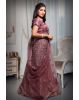 Heavy Threadwork Dark  Mauve Lehenga With Shimmery Work Minimal Blouse And Same Color Dupatta