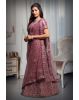 Heavy Threadwork Dark  Mauve Lehenga With Shimmery Work Minimal Blouse And Same Color Dupatta