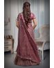 Heavy Threadwork Dark  Mauve Lehenga With Shimmery Work Minimal Blouse And Same Color Dupatta