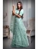 Heavy Threadwork Jade Green Lehenga  With Contrast Color Threadwork And Mirror work That Comes With Minimal Blose and Same Color Dupatta