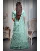 Heavy Threadwork Jade Green Lehenga  With Contrast Color Threadwork And Mirror work That Comes With Minimal Blose and Same Color Dupatta