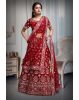 Dark Maroon Handworked Lehenga With Detailed Zari Work and Embroidery Paired With Blouse and Dupatta In Same Colour