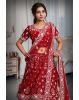 Dark Maroon Handworked Lehenga With Detailed Zari Work and Embroidery Paired With Blouse and Dupatta In Same Colour