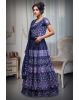 Navy Blue Heay Detailed Lehenga With Cold Shoulder Blouse And Double Panelled Skirt With Same Colour Dupatta