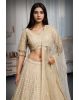 Off White Crop Top Lehenga With Beads Work Embellishments