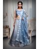 Dark Grey Stone Worked Lehenga With Stone Work Detailing And Same Color Dupatta
