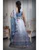 Dark Grey Stone Worked Lehenga With Stone Work Detailing And Same Color Dupatta