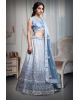 Dark Grey Stone Worked Lehenga With Stone Work Detailing And Same Color Dupatta