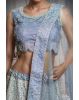 Dark Grey Stone Worked Lehenga With Stone Work Detailing And Same Color Dupatta
