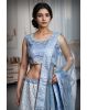 Dark Grey Stone Worked Lehenga With Stone Work Detailing And Same Color Dupatta