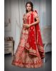 Red Heavy Worked Bridal Lehenga With Magenta Pink Border Details And Double Dupatta