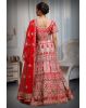 Red Heavy Worked Bridal Lehenga With Magenta Pink Border Details And Double Dupatta