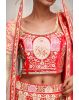 Red Heavy Worked Bridal Lehenga With Magenta Pink Border Details And Double Dupatta