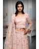 Pastel Peach Bridal Lehenga With Floral Detailed Embroidery Work And Stone Work