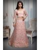 Pastel Peach Bridal Lehenga With Floral Detailed Embroidery Work And Stone Work