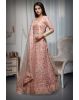 Pastel Peach Bridal Lehenga With Floral Detailed Embroidery Work And Stone Work