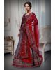 Maroon And Golden Bridal Lehenga With Golden Threadwork Details And Maroon Color Dupatta