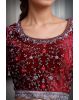 Maroon And Golden Bridal Lehenga With Golden Threadwork Details And Maroon Color Dupatta