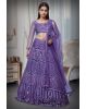 Regal Purple Net Lehenga With Stone Work Details And Raindrop Beads Detailing In Waist Line With Same Color Dupatta