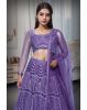 Regal Purple Net Lehenga With Stone Work Details And Raindrop Beads Detailing In Waist Line With Same Color Dupatta
