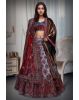 Multicolor Velvet Lehenga With Blue And Red Combination Blouse Along With Multicolor Threadworked Skirt And Double Dupatta