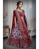 Multicolor Velvet Lehenga With Blue And Red Combination Blouse Along With Multicolor Threadworked Skirt And Double Dupatta