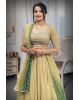 Metallic Green Heavy Embellished Bridal Lehenga With Golden Stone Details On Skirt , Crop Top And Dupatta