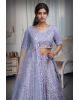 lavender shade wedding lehanga with stones,sequins and beads embroidery in geometrical patterns